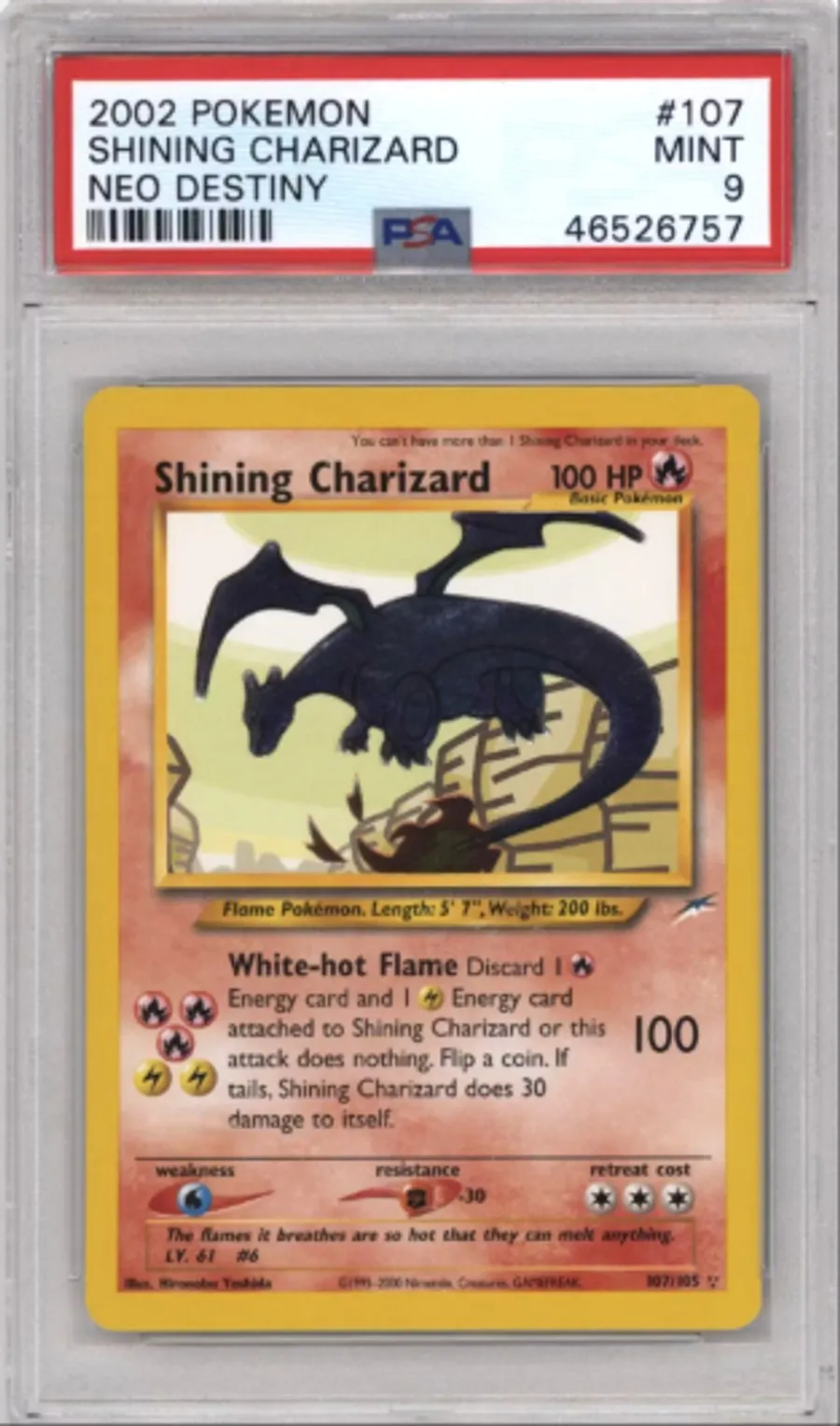 Shining Charizard — PSA 9 graded slab