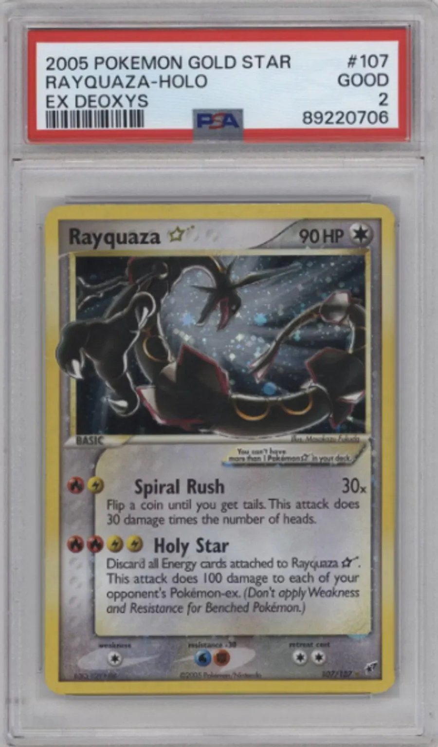 Rayquaza-Holo — PSA 2 graded slab