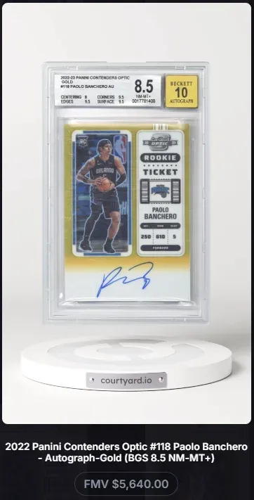 2022 Panini Contenders Optic Gold #118 Paolo Banchero Autograph, graded BGS 8.5
