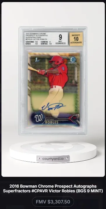 2016 Bowman Chrome Prospect Autographs Superfractors #CPAVR Victor Robles, graded BGS 9