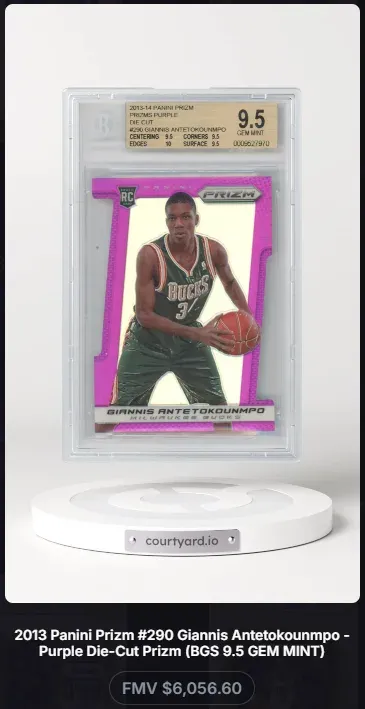 2013 Prizm #290 Giannis Antetokounmpo Prizms Purple Die Cut, graded BGS 9.5