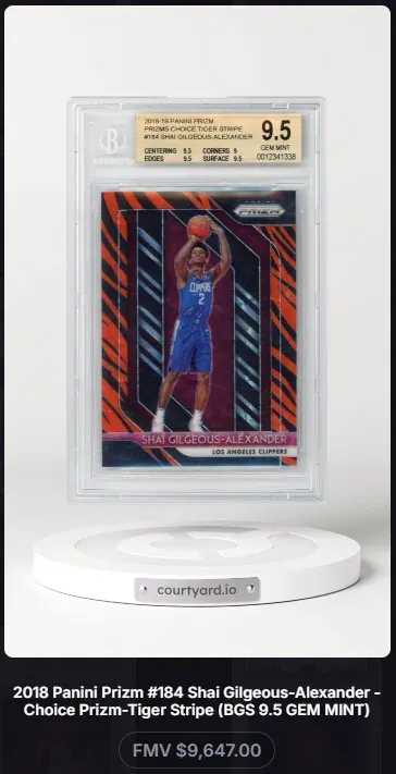 2018 Panini Prizm #184 Shai Gilgeous-Alexander Prizms Choice Tiger Stripe, graded BGS 9.5