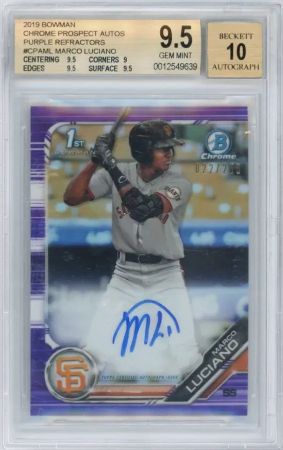 2019 Bowman Chrome Prospect Autographs Red Wave Refractors, graded BGS 9.5