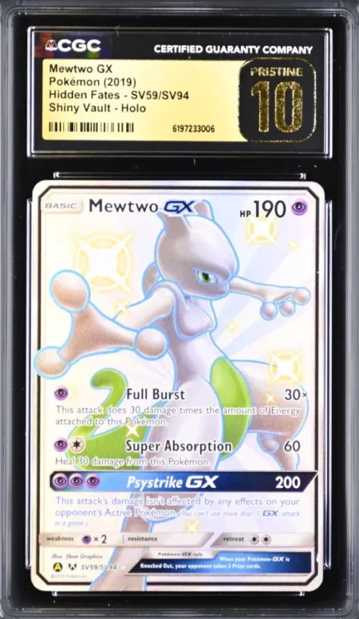 2019 Hidden Fates #SV59/SV94 Mewtwo GX Shiny Vault - Holo, graded CGC 10