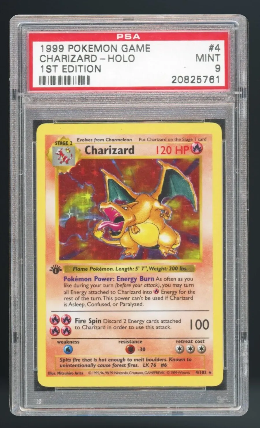 Charizard-Holo — PSA 9 graded slab