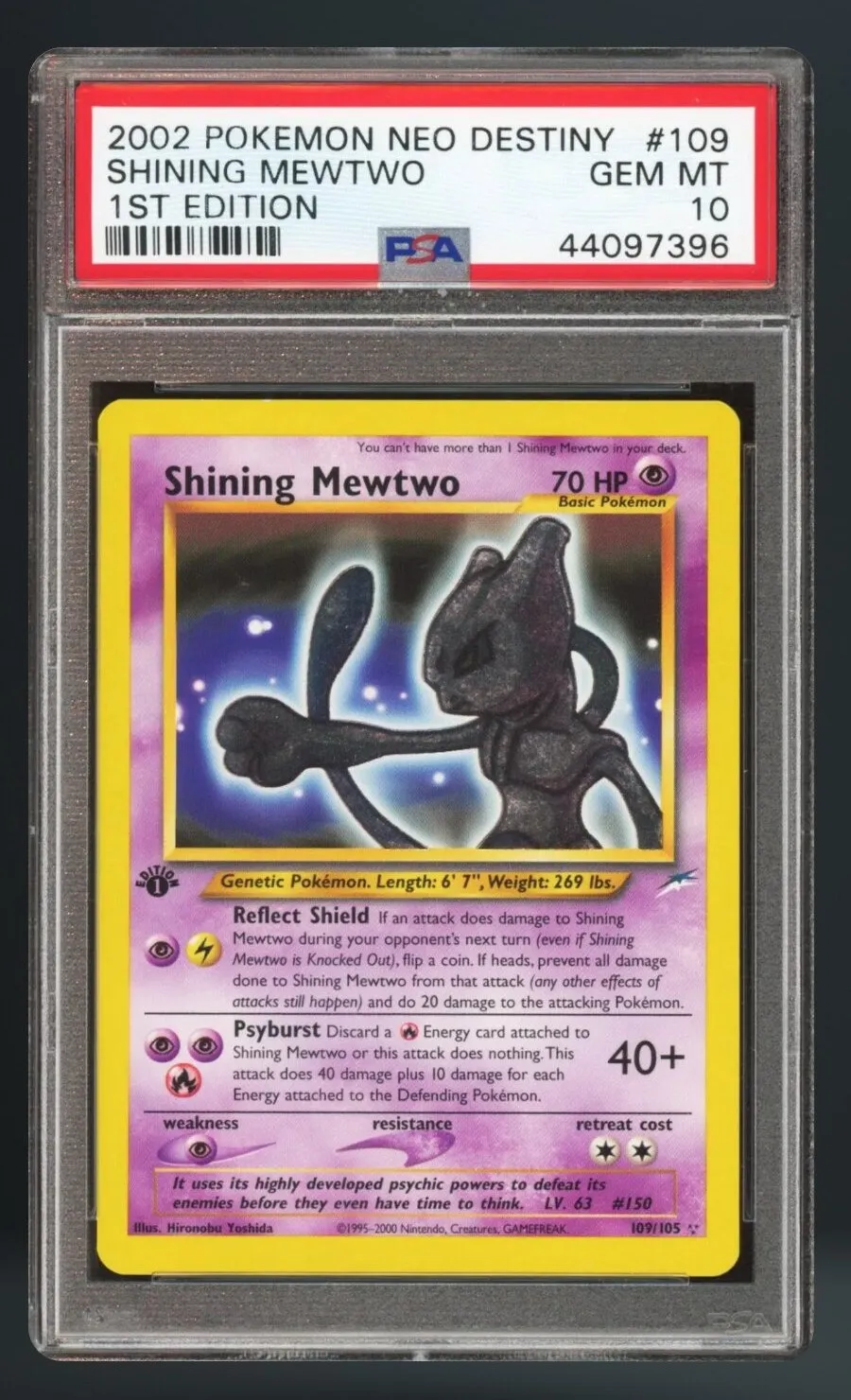 Shining Mewtwo — PSA 10 graded slab
