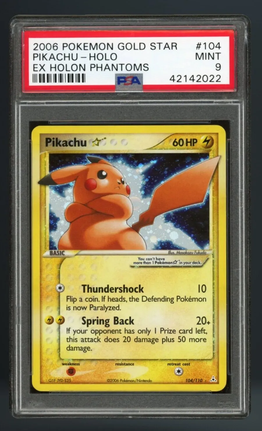 Pikachu-Holo — PSA 9 graded slab