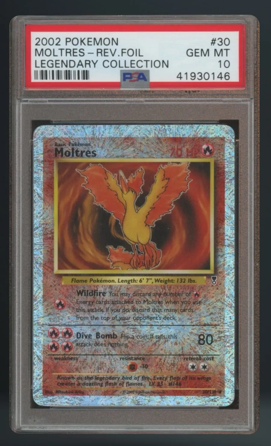 Moltres-Rev.foil — PSA 10 graded slab