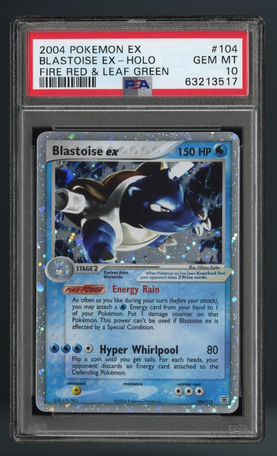 Blastoise EX-Holo — PSA 10 graded slab