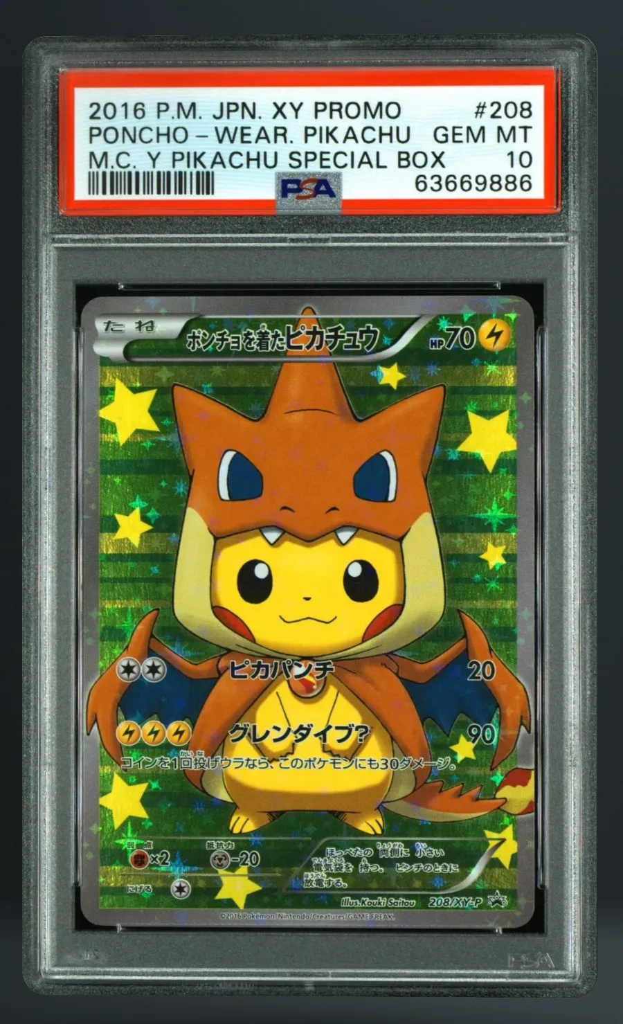 Poncho-Wear. Pikachu — PSA 10 graded slab