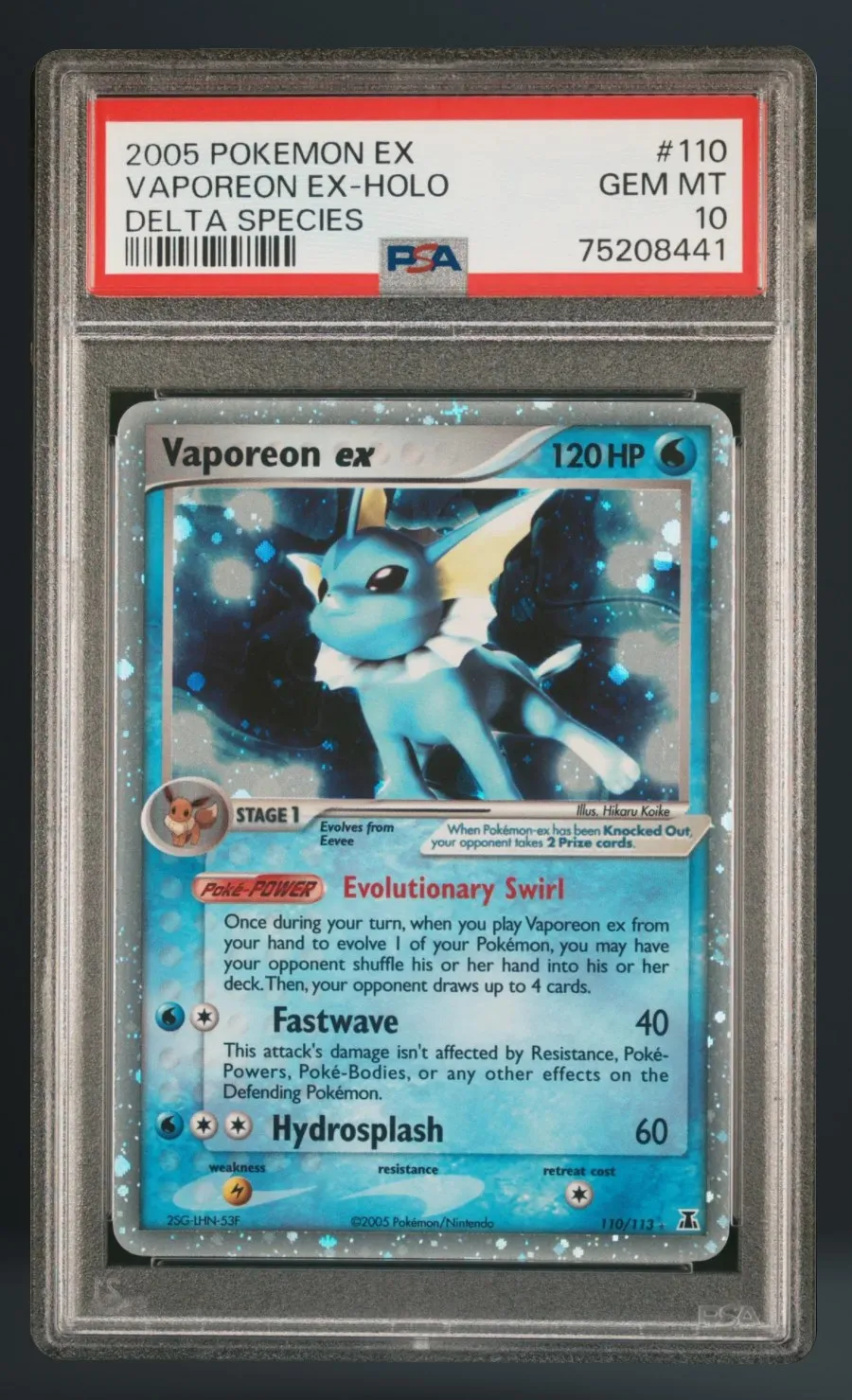 Vaporeon EX-Holo — PSA 10 graded slab