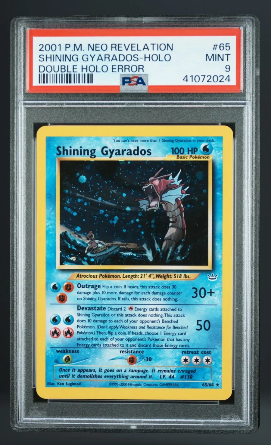 Shining Gyarados-Holo — PSA 9 graded slab