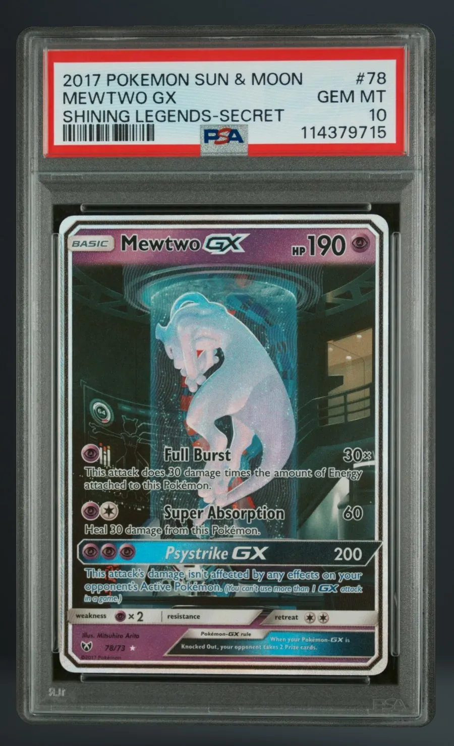 Mewtwo GX — PSA 10 graded slab