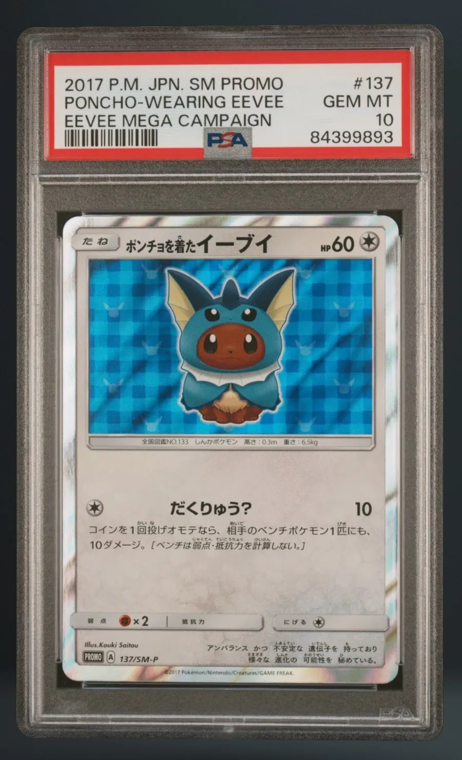 Poncho-Wearing Eevee — PSA 10 graded slab