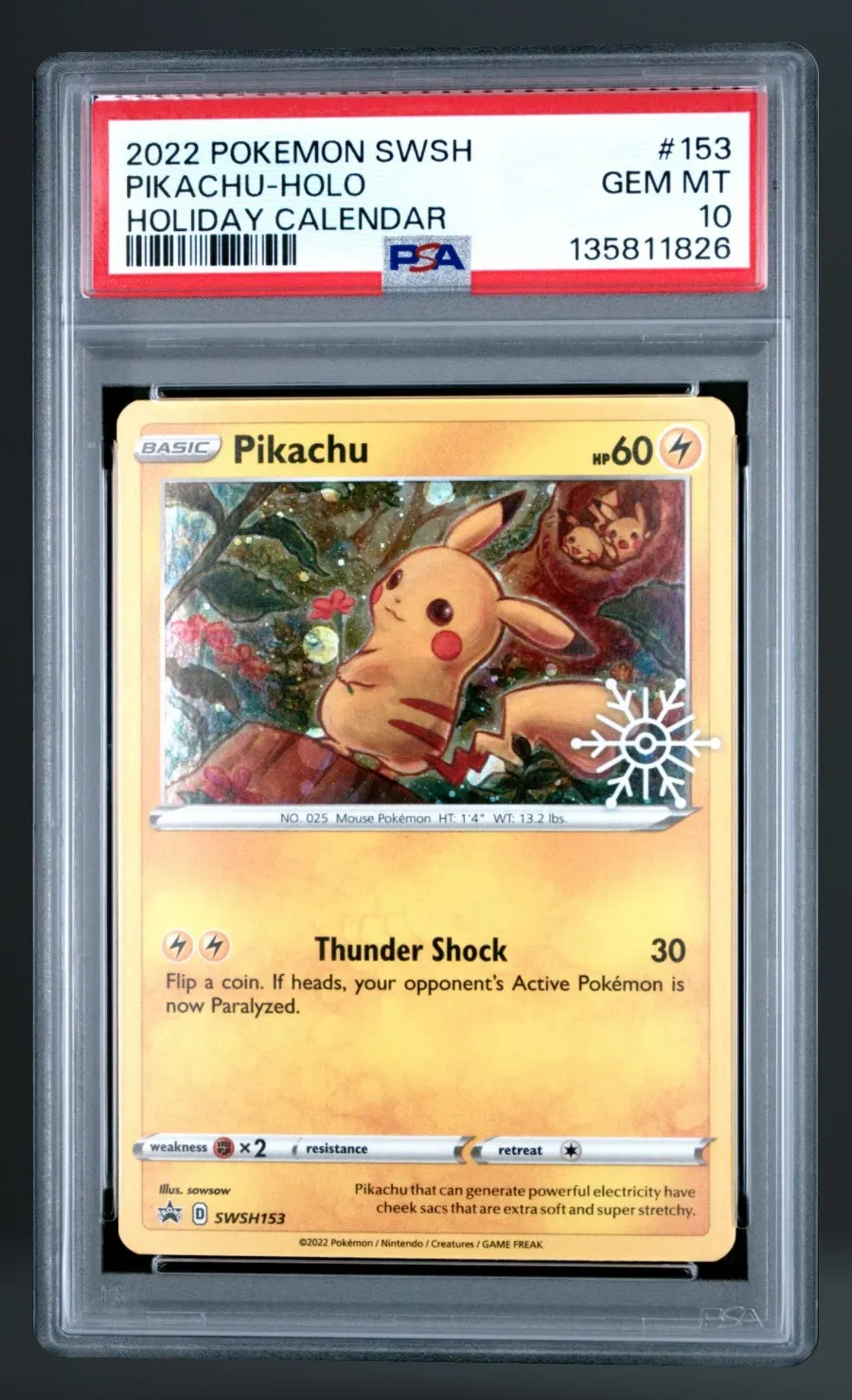 Pikachu-Holo — PSA 10 graded slab