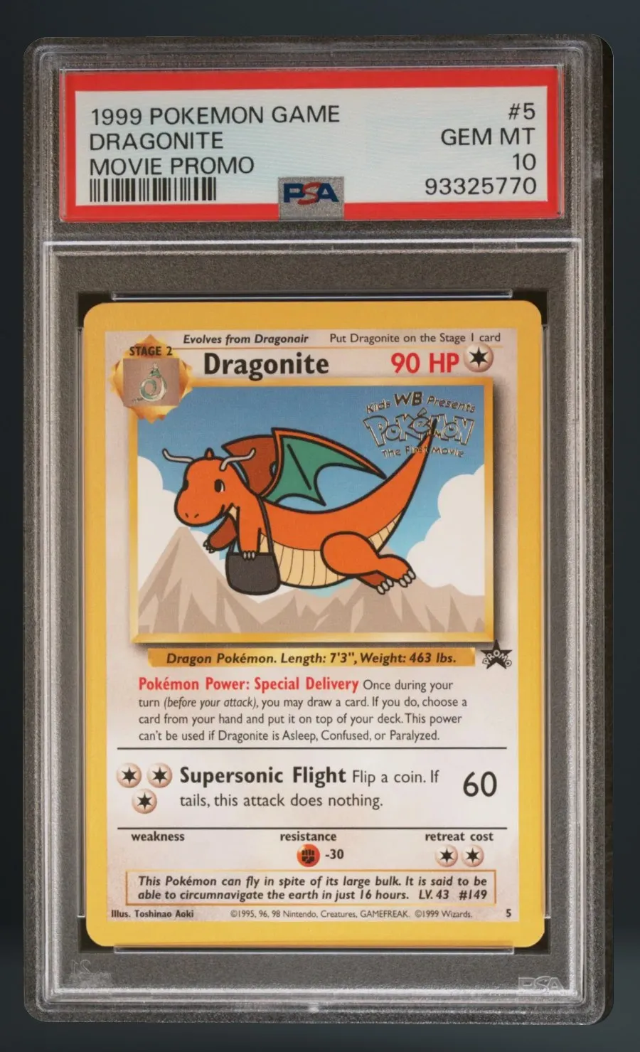 Dragonite — PSA 10 graded slab