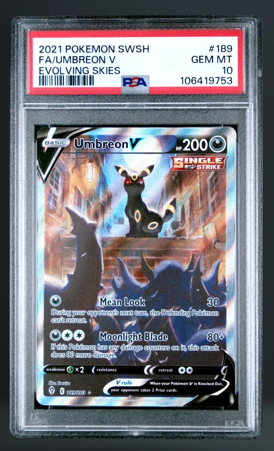 FA/Umbreon V — PSA 10 graded slab