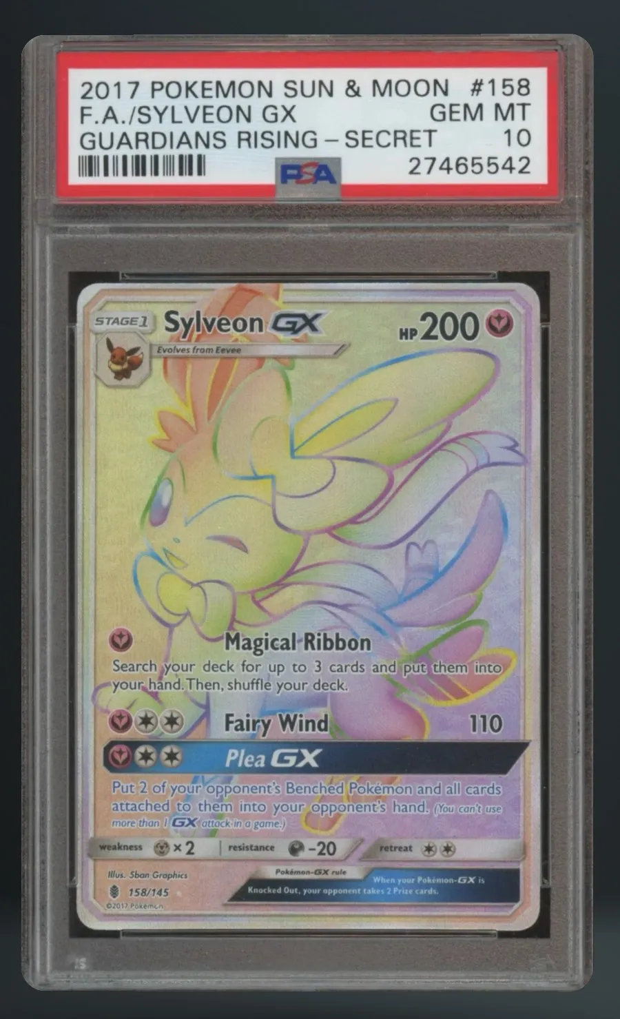 F.A./Sylveon GX — PSA 10 graded slab