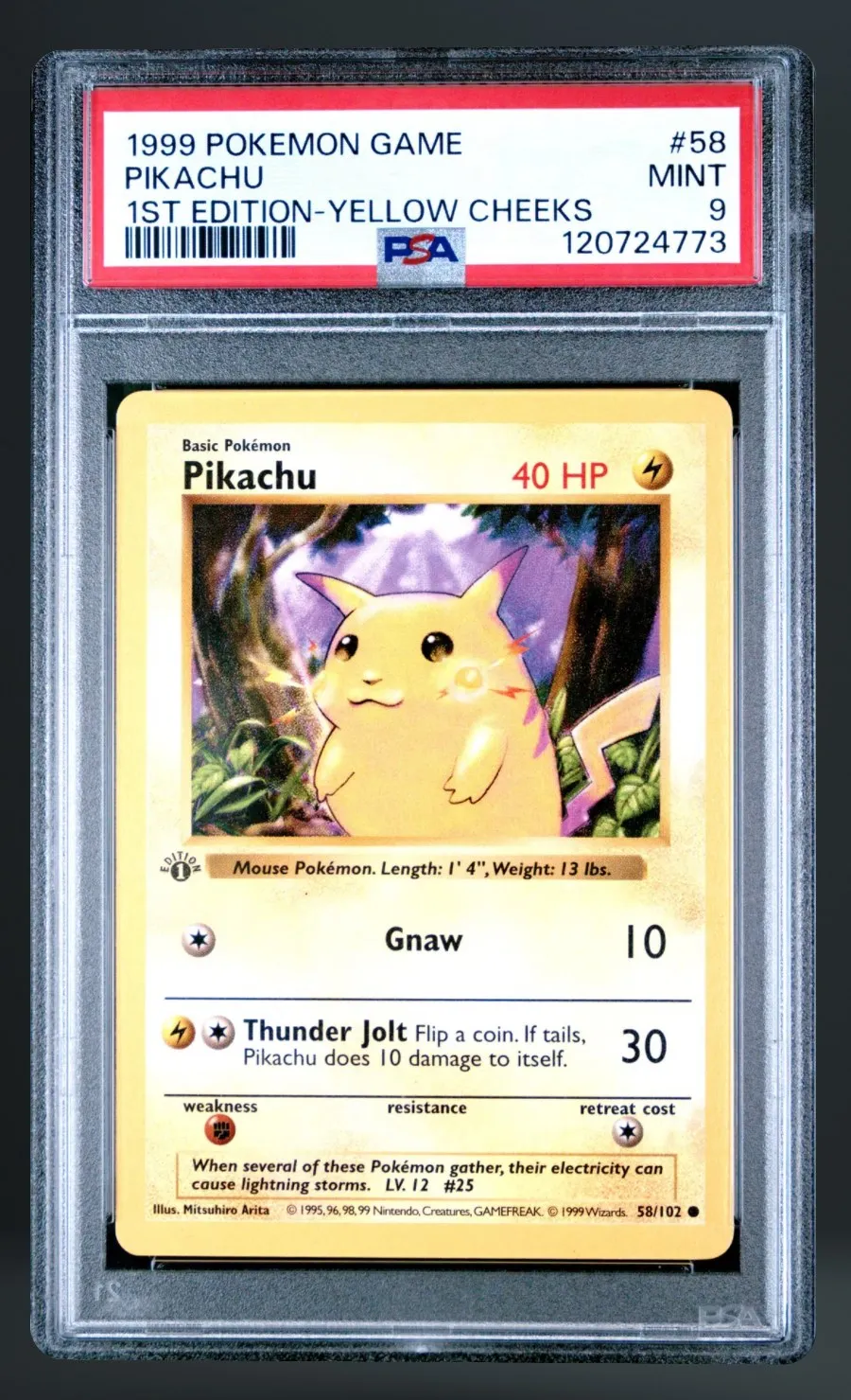 Pikachu — PSA 9 graded slab