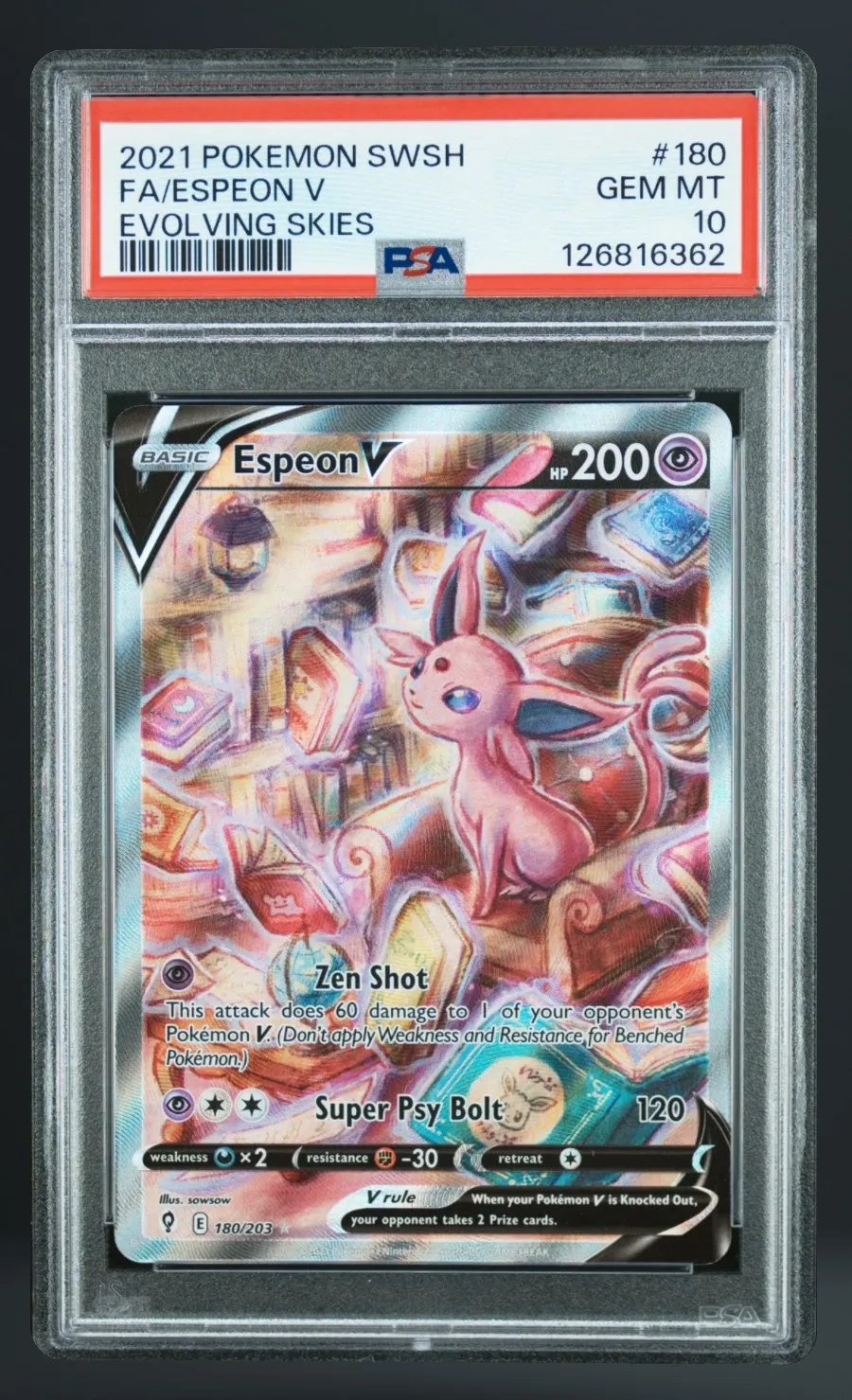 FA/Espeon V — PSA 10 graded slab