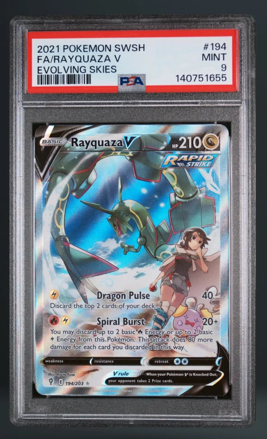 FA/Rayquaza V — PSA 9 graded slab