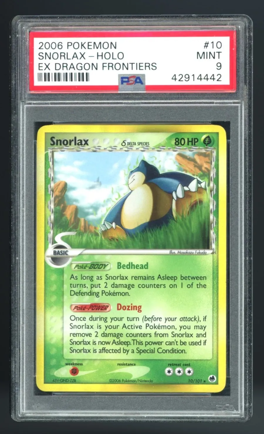 Snorlax-Holo — PSA 9 graded slab