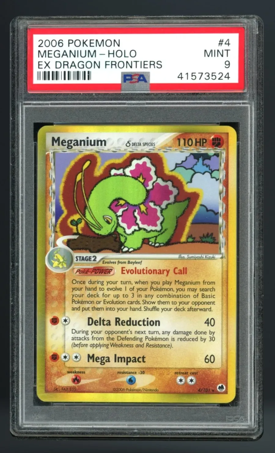 Meganium-Holo — PSA 9 graded slab