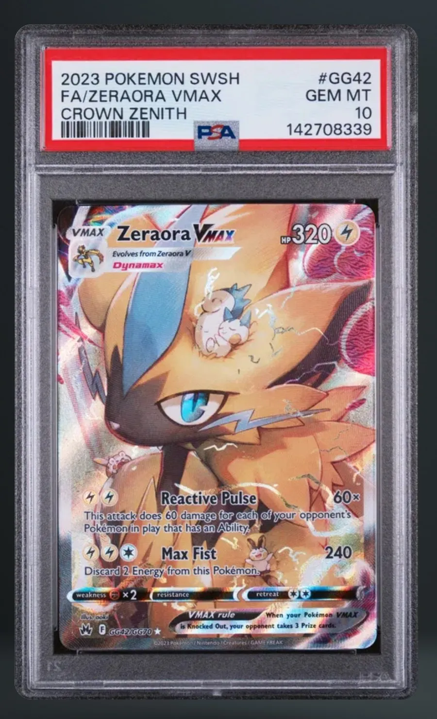 FA/Zeraora VMAX — PSA 10 graded slab