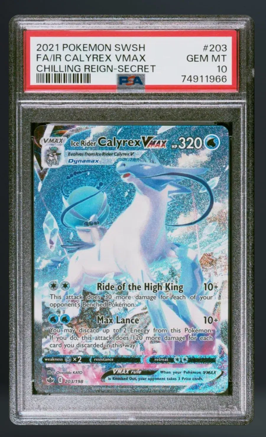 FA/Ir Calyrex VMAX — PSA 10 graded slab