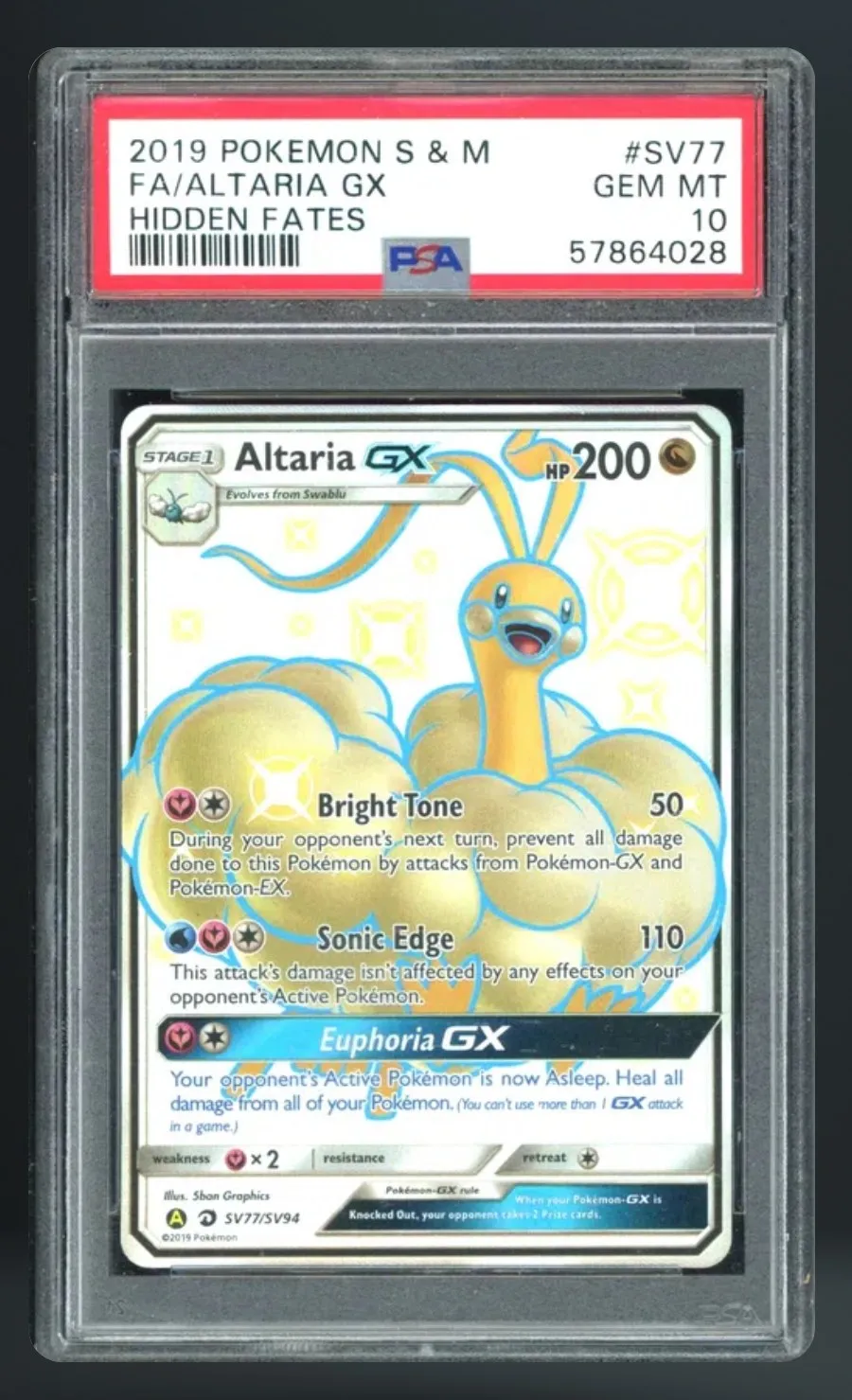 FA/Altaria GX — PSA 10 graded slab