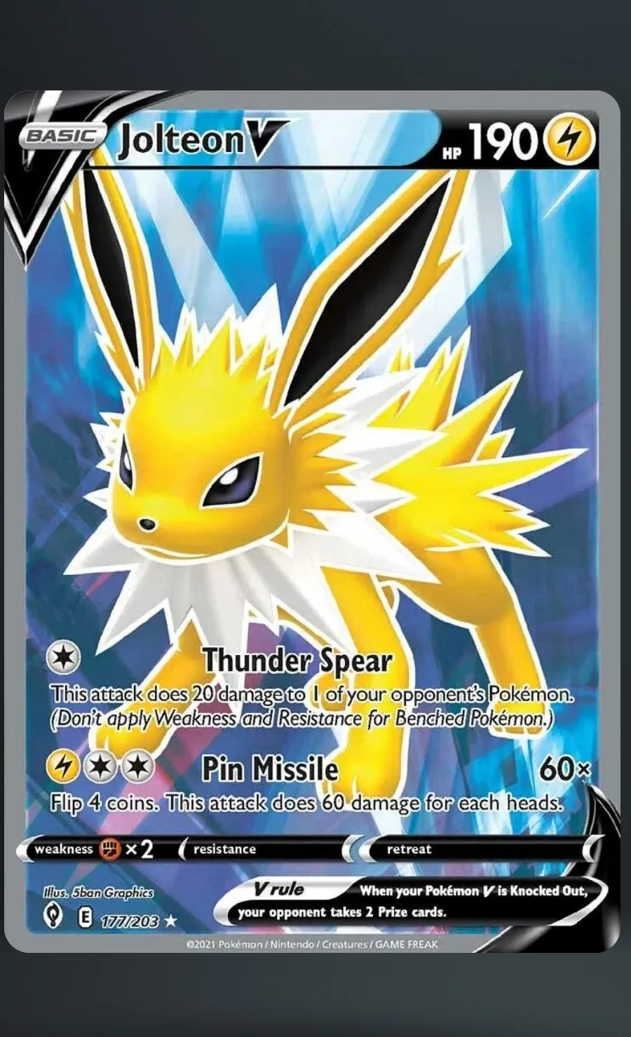Jolteon V — raw, ungraded card