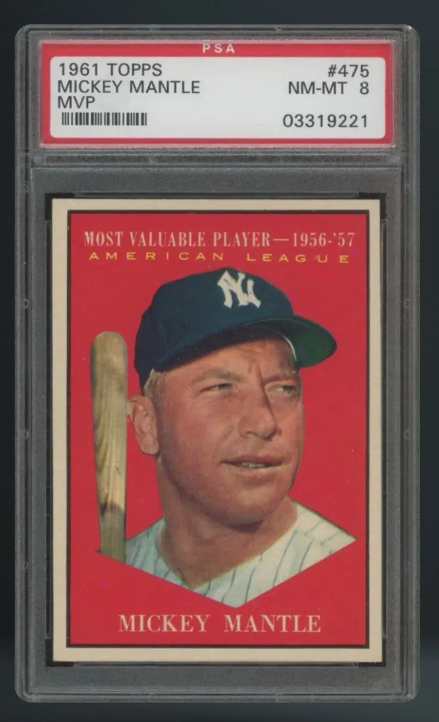 Mickey Mantle — PSA 8 graded slab