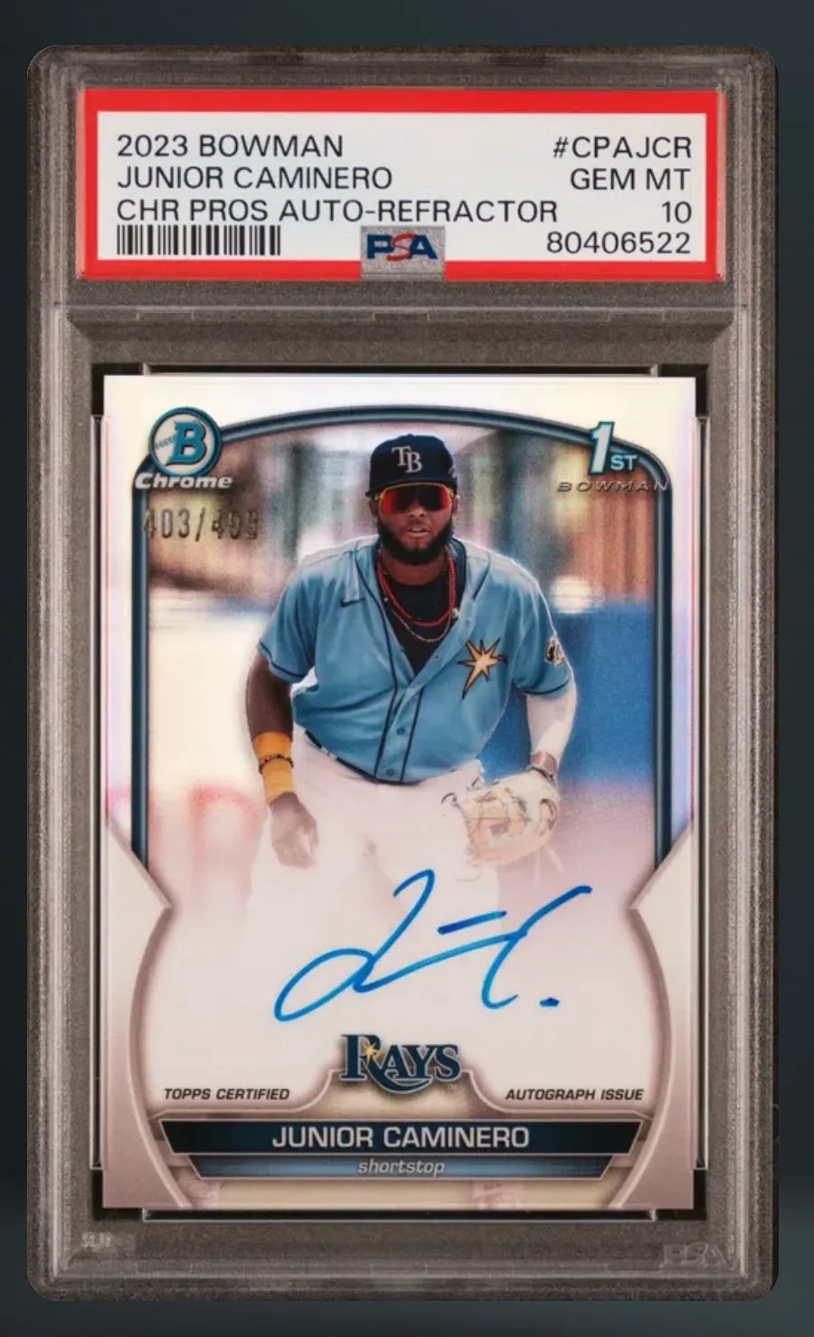 Junior Caminero — PSA 10 graded slab