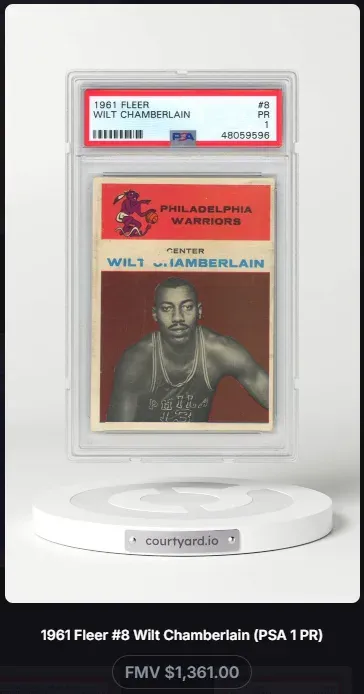1961 Fleer #8 Wilt Chamberlain, graded PSA 1