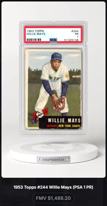 1953 Topps #244 Willie Mays, graded PSA 1