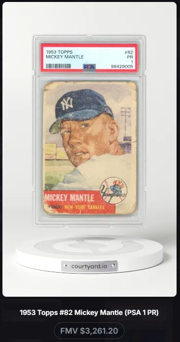 1953 Topps #82 Mickey Mantle, graded PSA 1