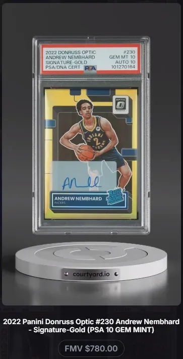 2022 Donruss Optic #230 Andrew Nembhard Signature-Gold, graded PSA 10