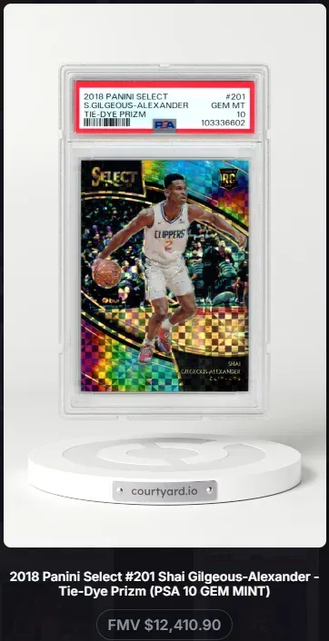 2018 Panini Select #201 Shai Gilgeous-Alexander Tie-Dye Prizm, graded PSA 10