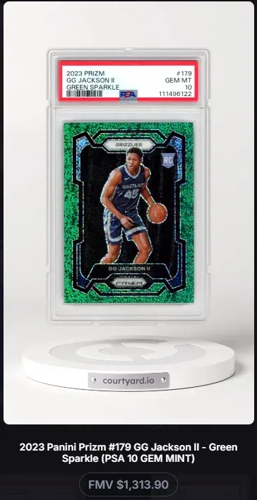 2023 Prizm #179 GG Jackson II Green Sparkle, graded PSA 10
