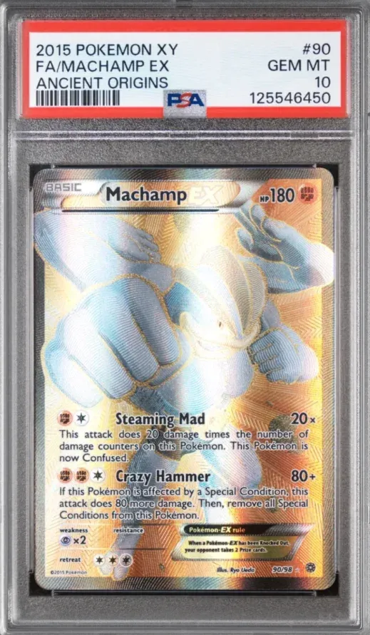 2015 Pokemon XY #90 Machamp EX FA, Ancient Origins, graded PSA 10