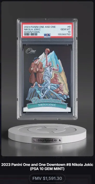 2023 Panini One and One #8 Nikola Jokic Downtown, graded PSA 10