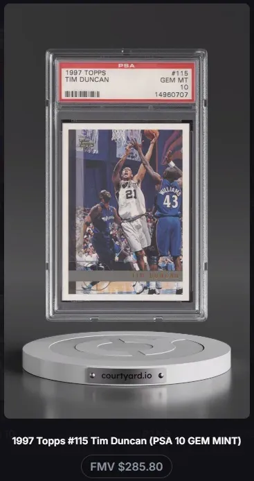1997 Topps #115 Tim Duncan, graded PSA 10