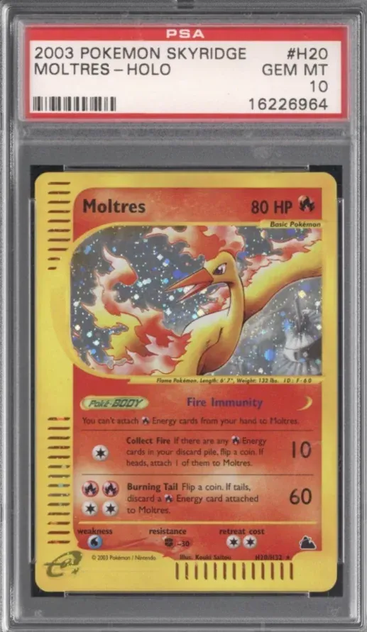 2003 Pokemon Skyridge #H20 Moltres Holo, graded PSA 10