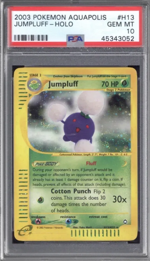 2003 Pokemon Aquapolis #H13 Jumpluff Holo, graded PSA 10