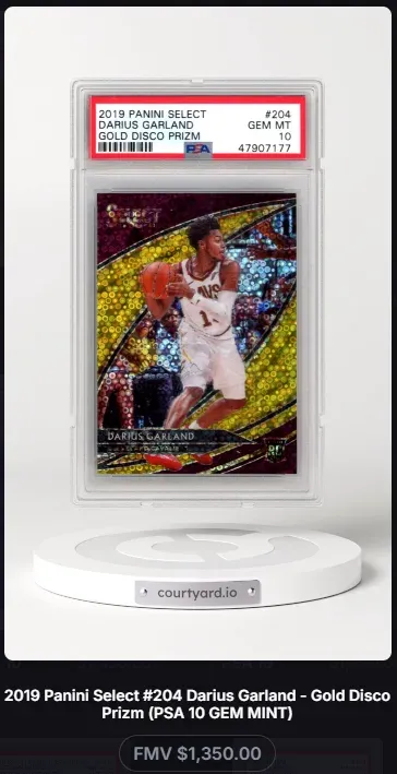2019 Panini Select #204 Darius Garland Gold Disco Prizm, graded PSA 10