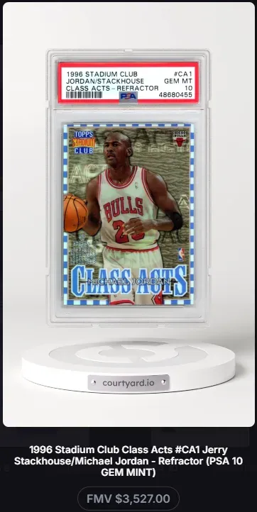 1996 Stadium Club #CA1 Jordan / Stackhouse Class Acts-Refractor, graded PSA 10