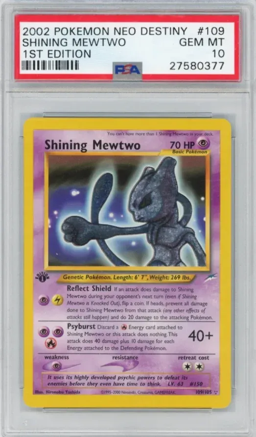 2002 Pokemon Neo Destiny #109 Shining Mewtwo 1st Edition, graded PSA 10