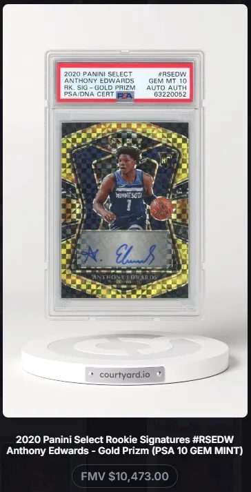 2020 Panini Select #RSEDW Anthony Edwards Rk. Sig - Gold Prizm, graded PSA 10