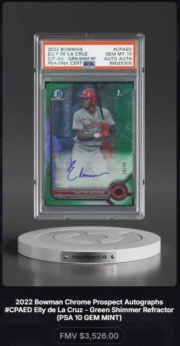 2022 Bowman #CPAED Elly De La Cruz C/P AU-Grn.Shm.Rf, graded PSA 10
