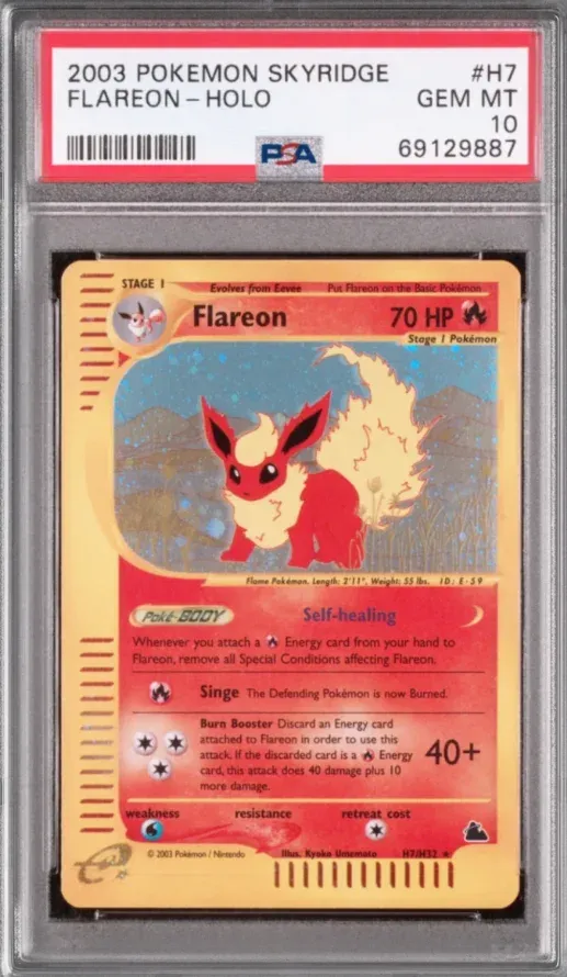2003 Pokemon Skyridge #H7 Flareon Holo, graded PSA 10